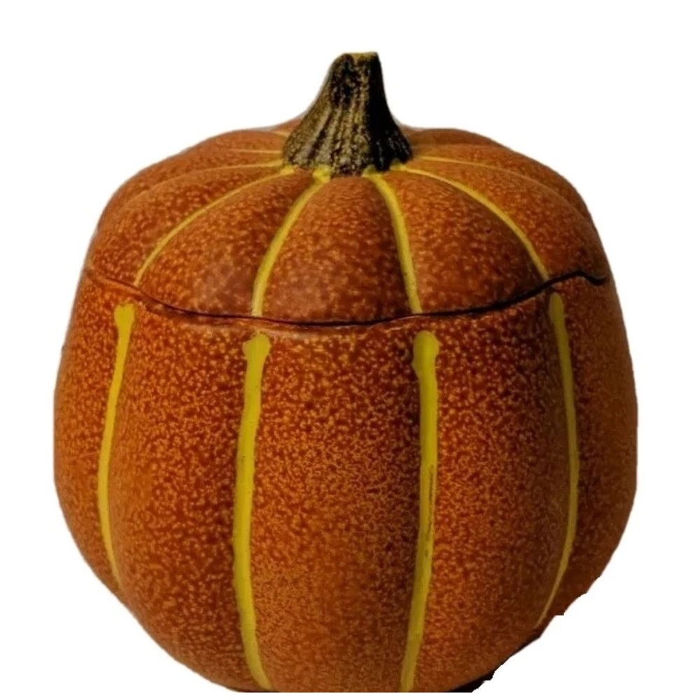 Pumpkin Porcelain Halloween Fall Decoration 7” X 6” Orange